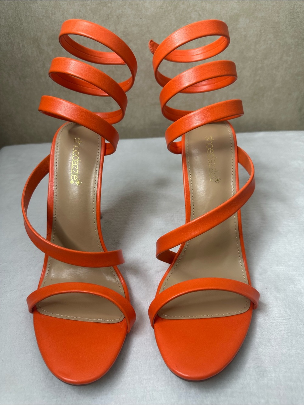 Nine West Orange Spiral-Strap Heeled Sandals